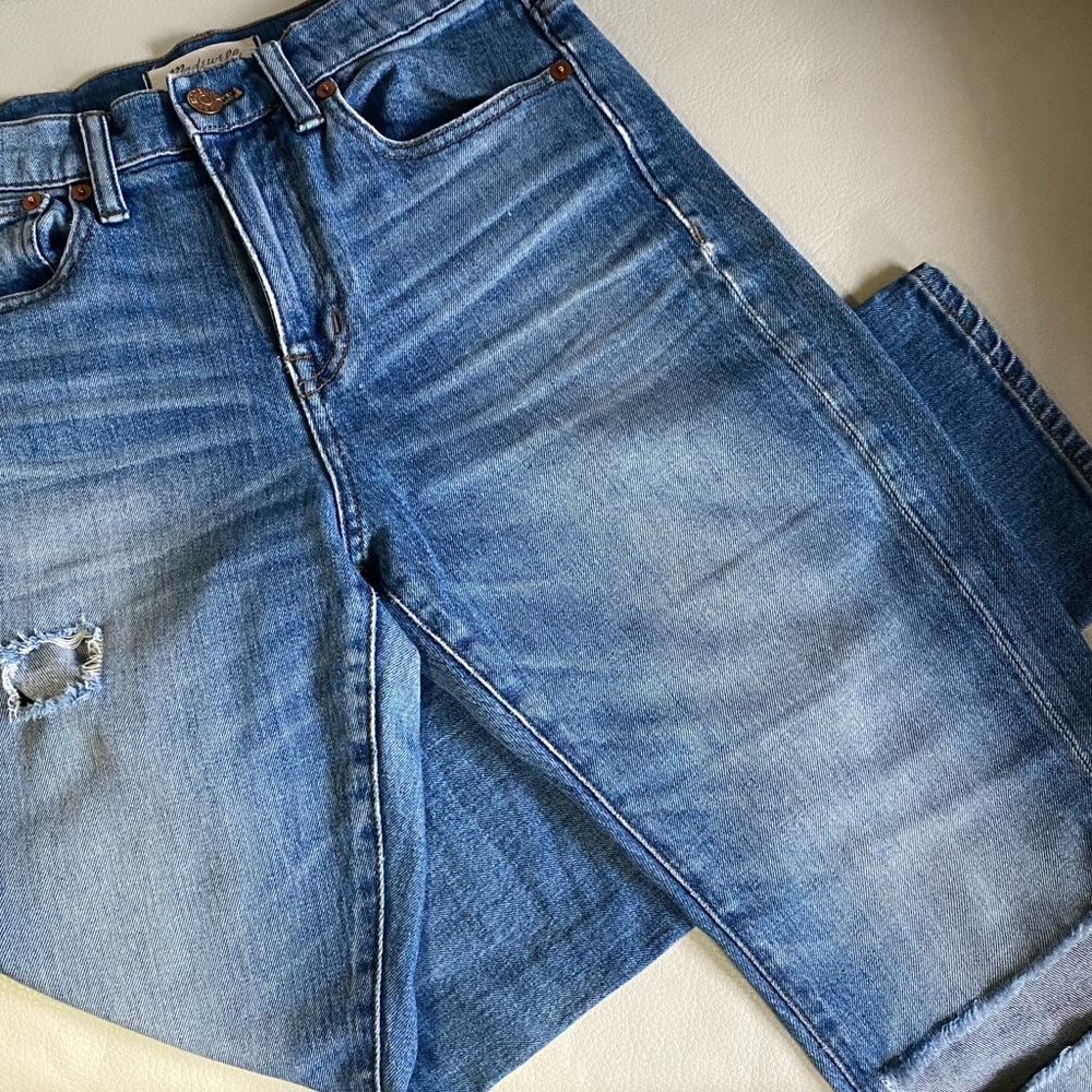 Madewell distressed straight crop jeans size 25